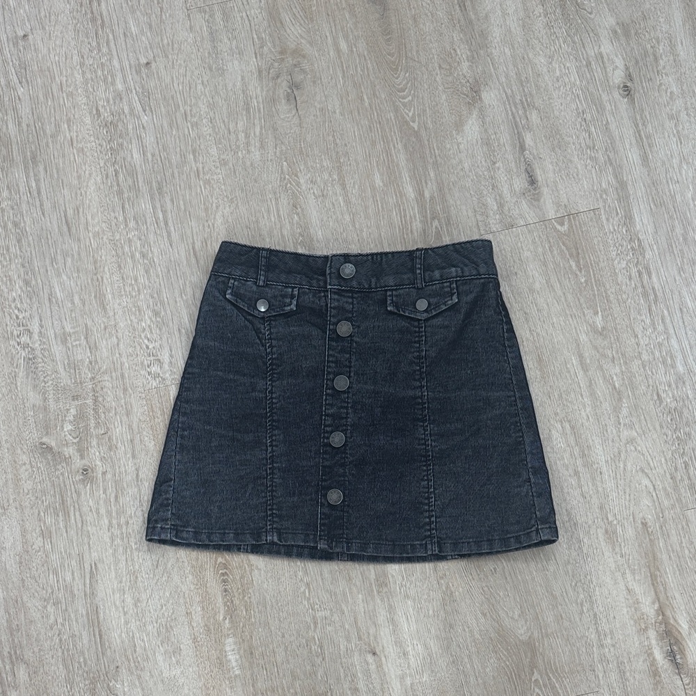 BDG Charcoal Button-Front Mini Skirt